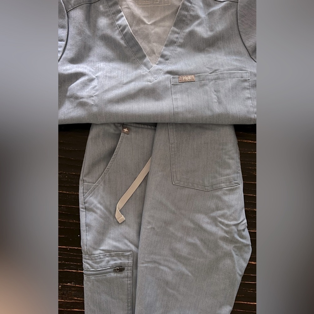 Figs set, discontinued denim blue, top and bottom size S